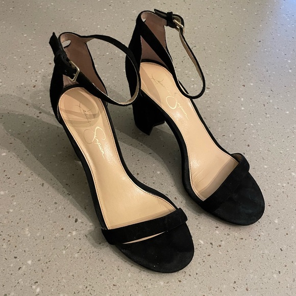 Black Suede Women's Strappy Heels - Picture 1 of 5